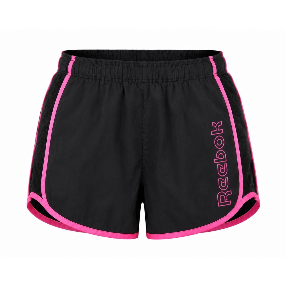 Reebok Running Shorts Womens L Black Pink Good Condition Mesh Trim Athletic